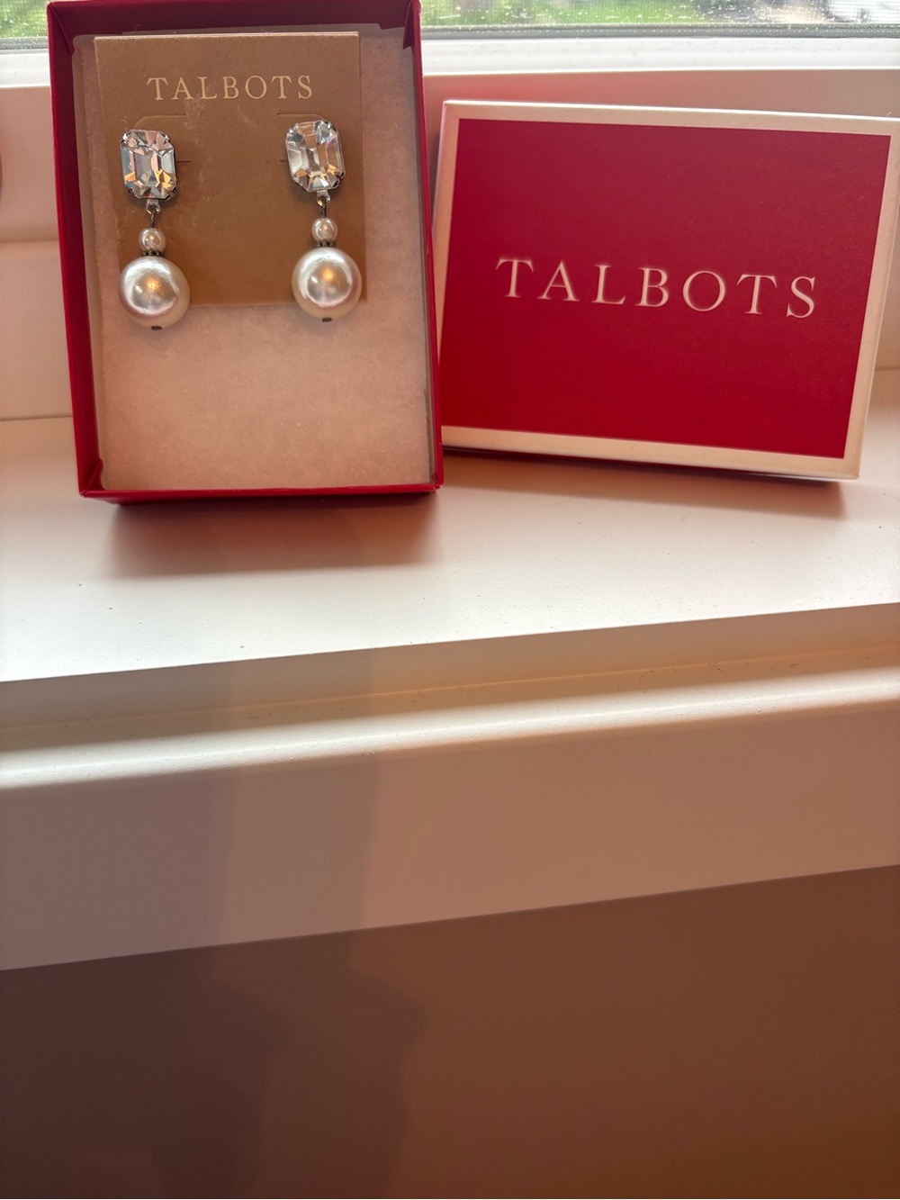 Talbots Silver-Tone Crystal/Rhinestone and Pearl Drop Earrings (Pierced)